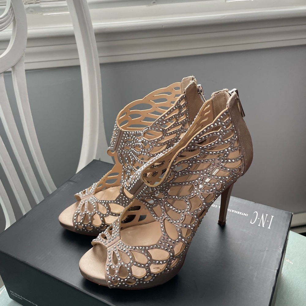 INC International Concepts Women's Beige Rhinestone Heels